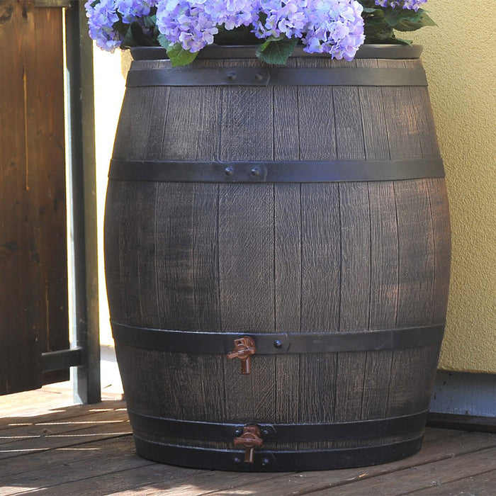 Regenton, houten look, incl. kraan